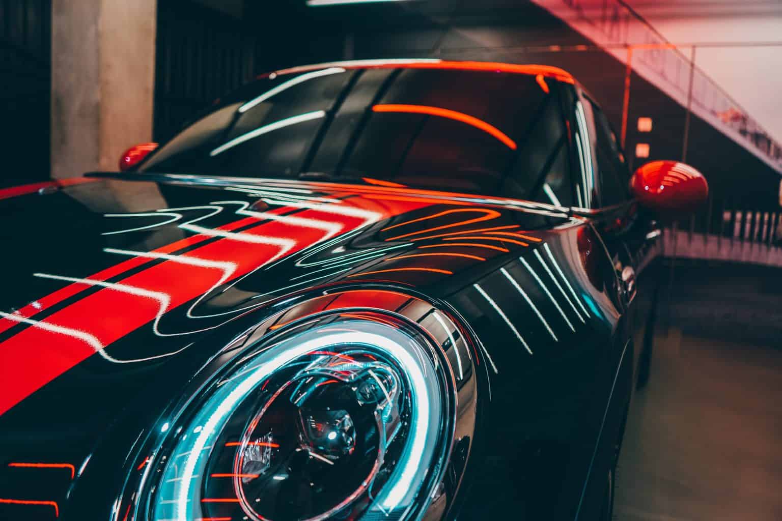 Car with LED strip lights