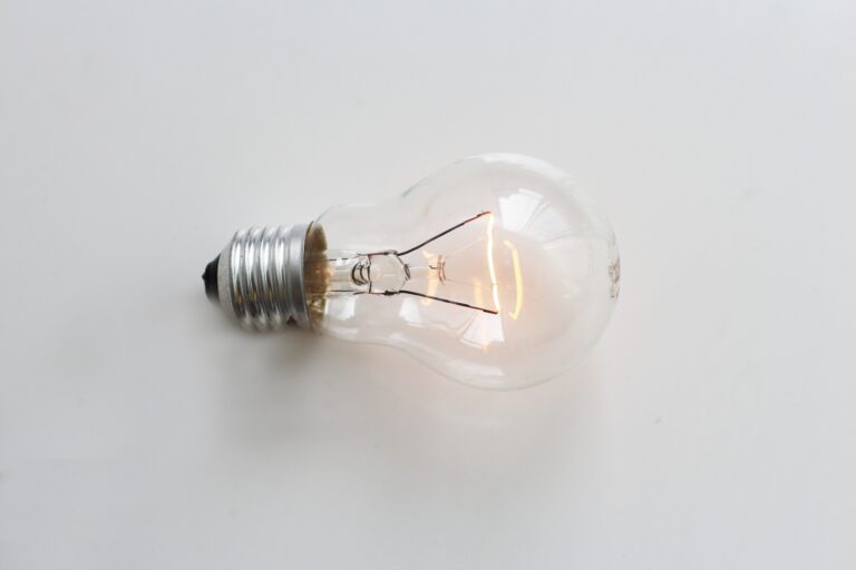 A removed LED bulb while glowing orange light